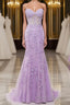 Purple Sweetheart Neck Mermaid Formal Prom Dress With Appliques