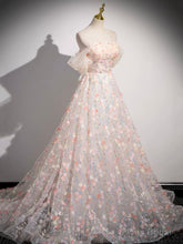 Lovely Three-dimensional Floral Floor Length Prom Dress, Off the Shoulder Evening Party Dress