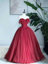 Burgundy Sweetheart Neckline Long Formal Dress, A-Line Strapless Evening Dress
