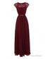 Elegant Burgundy Long Chiffon Bridesmaid Dress Wedding Party Dress