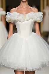 Cute White Tulle Short Formal Prom Gown White Homecoming Dresses