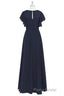 Black Chiffon Twist-Front Ruffled Long Bridesmaid Dresses