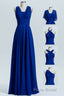 Royal Blue A-line Chiffon Long Convertible Bridesmaid Dresses