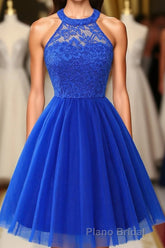 Halter Royal Blue Lace Dresses