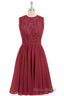 Burgundy Lace Sleeveless Backless A-Line Short Bridesmaid Dresses
