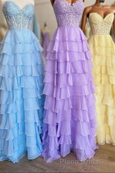 Lavender Illusion Halter Flower Appliques Multi-Layers Long Formal Prom Dresses