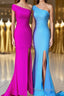 One Shoulder Mermaid Slit Long Prom Dresses