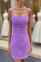Lilac Lace Tight Mini Party Dresses