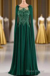 A-Line Chiffon Floor Length Mother of The Bride Dresses with Detachable Cape