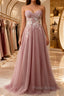 A-Line Sweetheart Neckline Long Formal Prom Dresses With Appliques