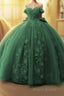 Off Shoulder Ball Gown Quinceanera Dresses 3D Floral Applique Sweet 16 Gowns