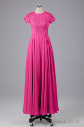 Beautiful A-Line Cap Sleeves Long Bridesmaid Dresses With Pockets