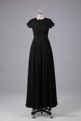 Beautiful A-Line Cap Sleeves Long Bridesmaid Dresses With Pockets