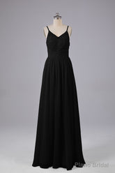 Beautiful Spaghetti Straps Backless Long Bridesmaid Dresses