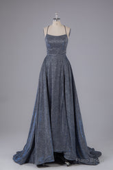 Charming Spaghetti Straps Open Back Sweep Train Prom Dress