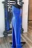 One Shoulder Mermaid Royal Blue Long Prom Dresses