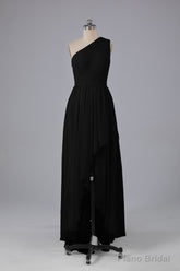 High Low One Shoulder Chiffon Bridesmaid Dresses