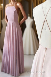 Cute Spaghetti Straps Sleeves Simple Long Formal Prom Dresses For Girls