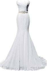 Elegant Mermaid Sweetheart Lace up Back Wedding Dresses