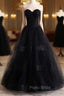 A-Line Black Tulle Sweetheart Formal Prom Dresses