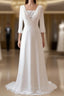 A-Line Chiffon Lace White Satin Weddig Dresses