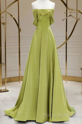 A-Line Green Long Formal Dresses Formal Prom Dresses, Green Floor Length Party Dresses