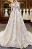 A-Line Ivory White Sweetheart Embroidery Sleeveless Formal Prom Dresses