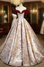 A-Line Off Shoulder Satin/Velvet Champagne Long Formal Prom Dresses, Champagne Long Evening Dresses
