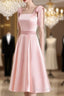 A-Line Pink Satin Short Party Dresses Homecoming Dresses With Tie Shoulders