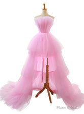 A-line Pink Spaghetti Straps  Tulle Backless Wedding Dress