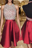 A-Line/Princess Halter Short/Mini Satin Homecoming Dresses With Beading