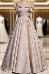 A-Line Princess Off Shoulder Floral Long Party Dresses Sweetheart Formal Prom Dresses Formal Dresses