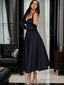 A-Line/Princess Sweetheart Tea-Length Satin Prom Dresses