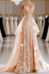 A-Line Formal Prom Dresses Sparkle & Shine Dresses Sweet 16 Birthday Floor Length Sleeveless Sweetheart Tulle With Sequin