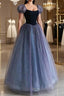 A-Line Purple Tulle Long Formal Prom Dress, Purple Sweet 16 Dress
