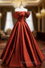 A-Line Satin Off the Shoulder Formal Prom Dresses