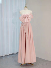 A-Line Satin Pink Long Prom Dress, Pink Long Formal Dress