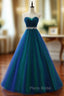 A Line Sexy Sweetheart Soft Tulle Long Formal Prom Dresses With Crystal