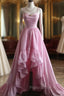A-Line Spaghetti Strap Satin Long Wedding Dresses Birthday Quinceanera Dresses Formal Prom Dresses