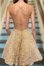 A-line Spaghetti Straps Applique Backless Short Homecoming Dresses