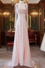 A Line Straps Pink Satin Long Formal Prom Dresses