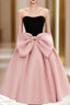 A-Line Sweetheart Neck Satin Black/Pink Short Formal Prom Dresses, Cute Homecoming Dresses