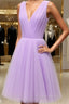 Adorable Lavender V-Neckline Short Tulle Party Homecoming Dresses