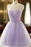 Adorable Light Purple Round Neckline Beaded Short Formal Prom Dresses, Cute Homecoming Dresses