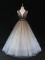 Aline V Neck Tulle Long Formal Prom Dresses Tulle Long Formal Graduation Dresses