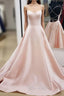 Backless Pink Satin Long Formal Prom Dresses, Open Back Pink Satin Formal Graduation Dresses