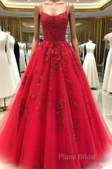 Backless Red Lace Formal Prom Dresses, Open Back Red Lace Formal Graduation Dresses