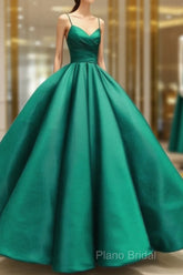 Ball Gown Dresses Satin V-Neck Spagetti Straps