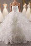 Ball Gown Luxury White Tulle 3D Flower Wedding Dresses