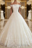 Ball Gown Off-the-Shoulder Floor-Length Tulle Wedding Dresses With Appliques Lace